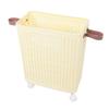 Slim Laundry Basket Foldable Space Saving Sturdy PP Plastic Narrow Clothes Hamper for Bathroom Corner Crm White