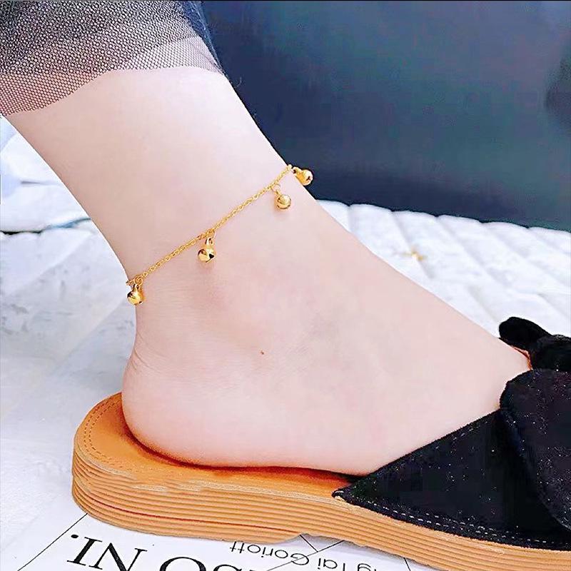 Tide Double-Layer Heart Anklet: 18K Gold-Plated Titanium Steel, Non-fading Fashion Light Luxury for Women