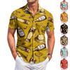 Men's Casual Short Sleeve Button Down Shirt with Mug Print Relaxed Fit Lightweight Top for Everyday Wear Festival
