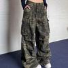 RogueWave Military Green Jeans High Waist Vintage Straight Baggy Y2K Denim Pants Hip Hop American Fashion Wide Leg Denim Trouser