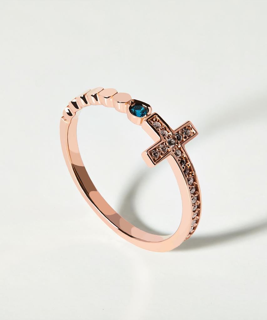 Helene Jewelry 14K 18K Halo Cross Cubic Miss Ring Gold Ring