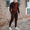 2024 Men's Long Sleeve T-shirt Two-piece European Charm 3d Printed Pattern Popular Street Wear  Loose Suit