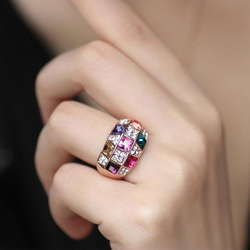 Neu Bunte Stil Diamant Edle Weibliche Klassische Ring Neue