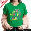 Easter Vibes Shirt Colorful Bunny and Floral Egg Design T Shirt Women Tops Ropa Mujer  Tees Short Sleeve Summer Clothes