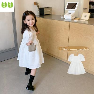 New Girl Princess Dress Retro Dress Simple Solid Color Dress