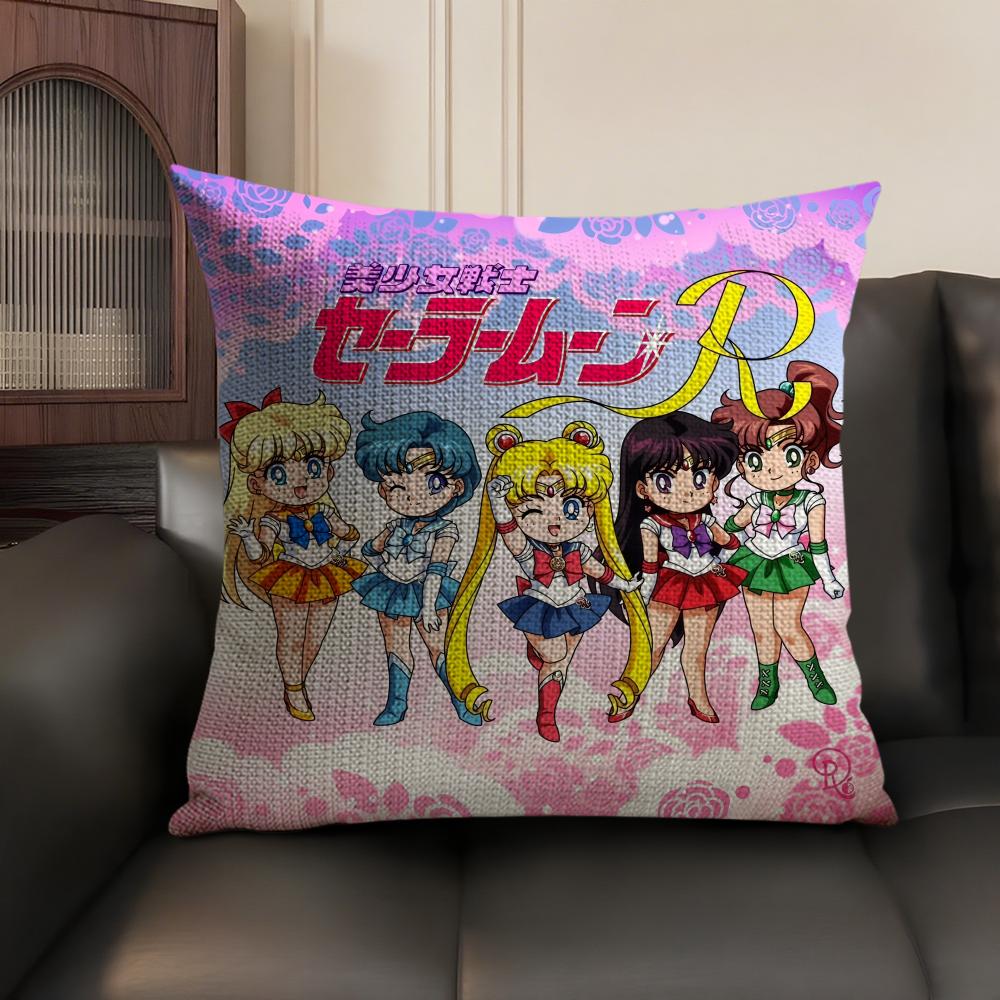 SSAILOR Anime MMOON Cushion Cover Natural Linen Organic Fabric DoubleSided Printing Sofa Home Decor Gift Pillow Case