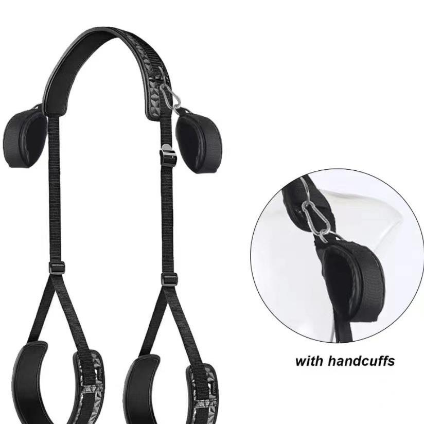 Upgraded Erotic Diamond Pattern Leather Handcuff and Leg Restraint Strap