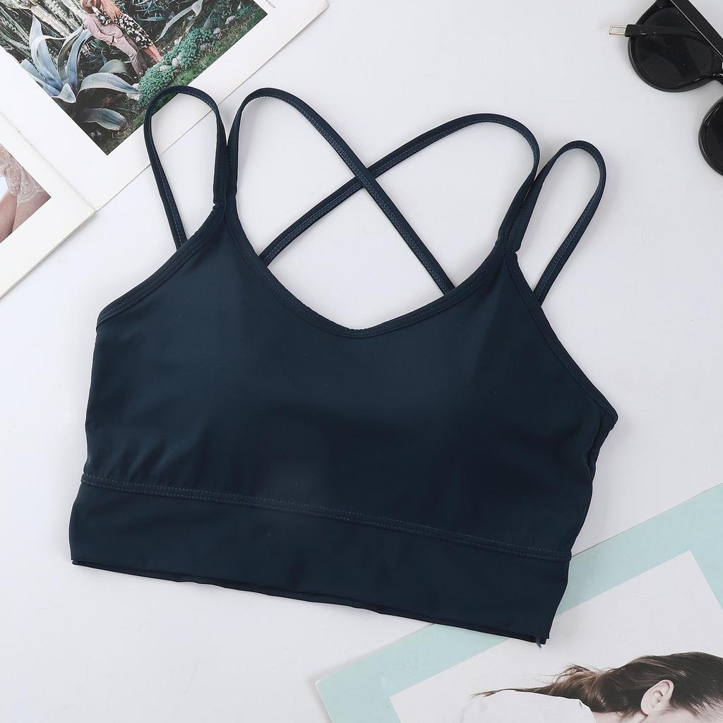 Sommer-BH aus Eis-Seide mit gekreuzten Trägern und festen Cups