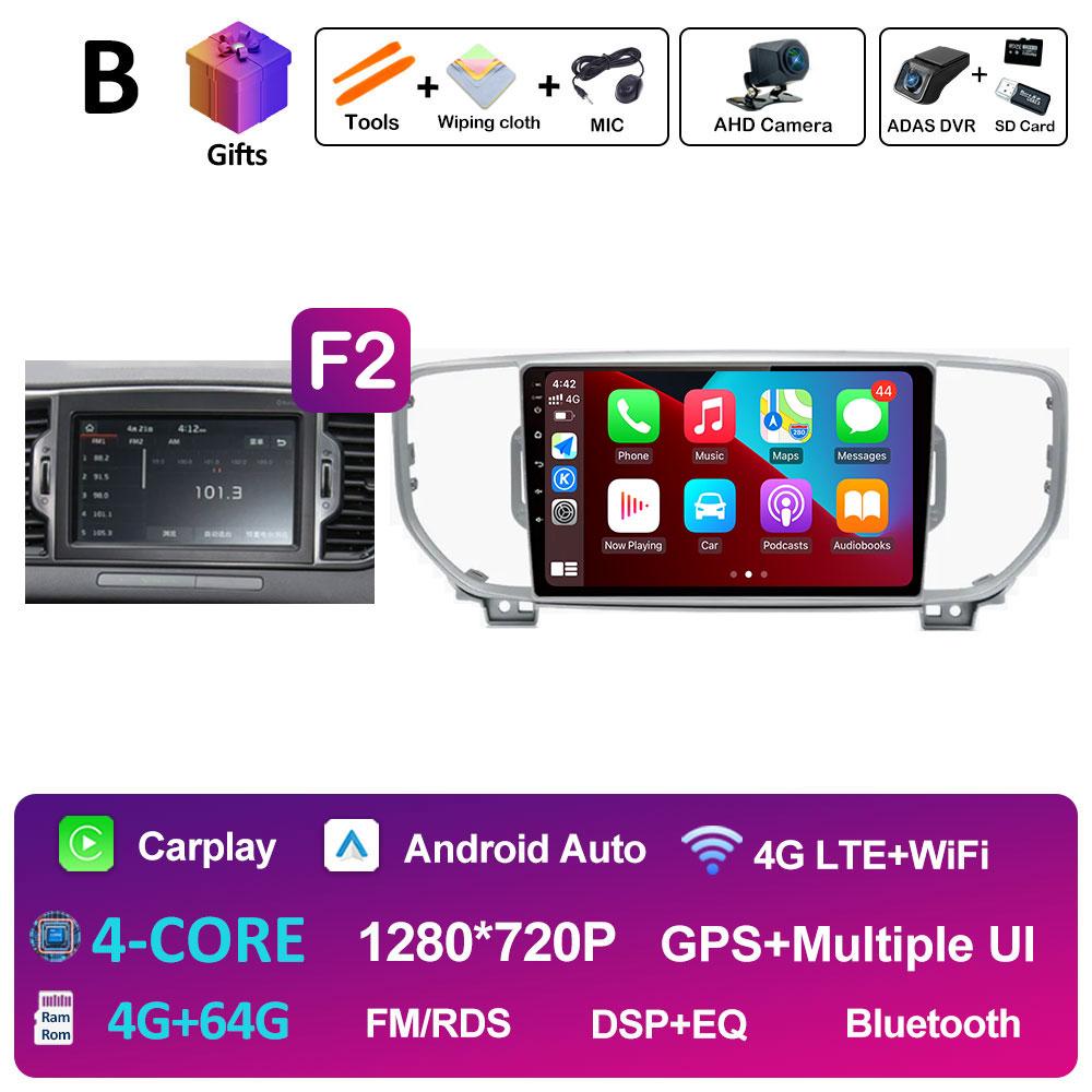 Bluetooth Android 14For KIA Sportage 4 QL 2016 2017 2018 Navigation GPS Car Radio Video Player Wireless Carplay WIFI Accessories