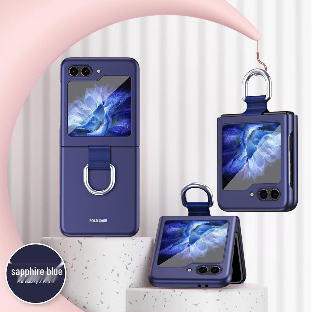 Samsung Z Flip7 Silk Ribbon Lanyard Case: Full Coverage, Skin-feel Protective Case with Ring Holder for Flip6/5.