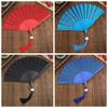 Plastic Folding Fan Tassels Handheld Fan Portable Gold Powder Fan  Home Decoration