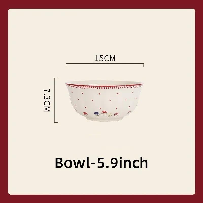Pattern Soup Bowl Salad Bowl Dish Oval Plate Pastoral Style Dinnerware Table Decoration Kitchen Gadgets Ceramic Tableware