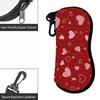 Red Love Heart Pattern Soft Eyewear Pouch,Portable Sunglasses Case,Scratch Resistant Protective Sleeve,Lightweight Travel Glasses Organizer Bag