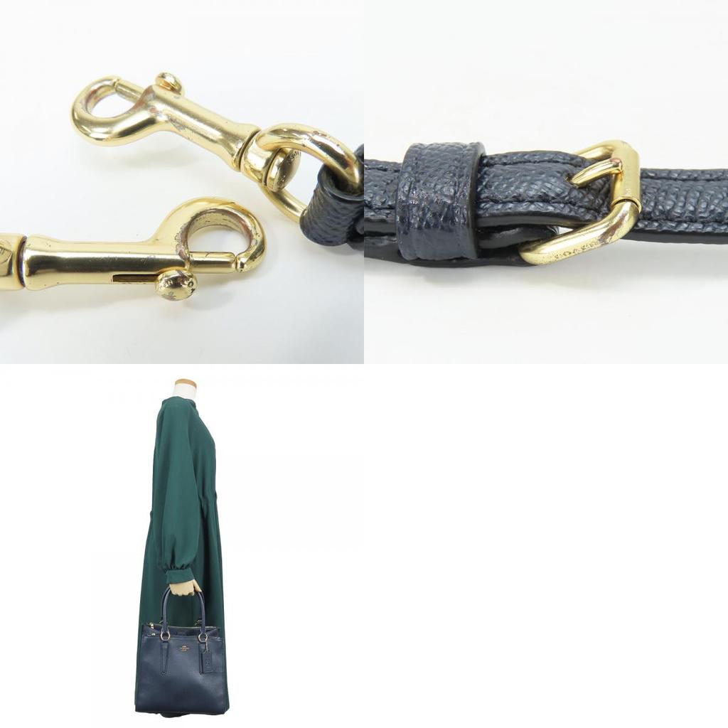 Used COACH Handbag Crosby Carryall F14928 leather Navy 2WAYShoulder