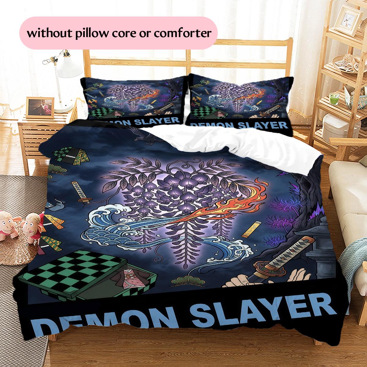

Demon Slayer Iconic Weapons & Symbols Pattern Bedding Home Decoration Festival Gift (1 * duvet cover + 2 * pillowcase, without core) 135x200cm