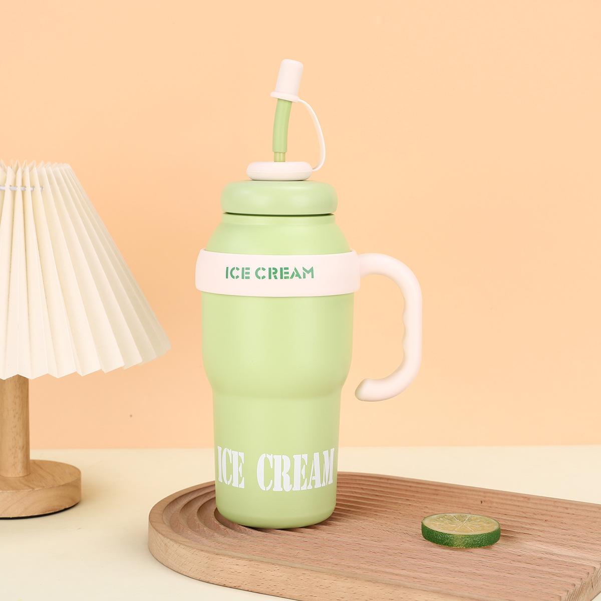 

Новая чашка Big MAC Straw Cup из нержавеющей стали Ice Bulba Cup с высоким уровнем внешнего вида для разделения чая для мужчин и женщин Outdoor Thermos Cup 1000ml