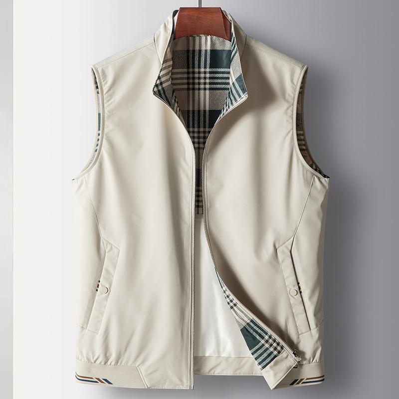 Spring and Autumn Men's Vest Stand-up Collar Business Casual Vest Fashion Vest High-end Sleeveless Jacket