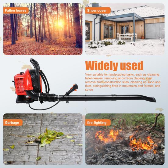 Leaf Blower, 63CC Gas Powered Backpack Leaf Blower, 665CFM 2-Stroke Snow Blower for Lawn Care Yard Dust Debris