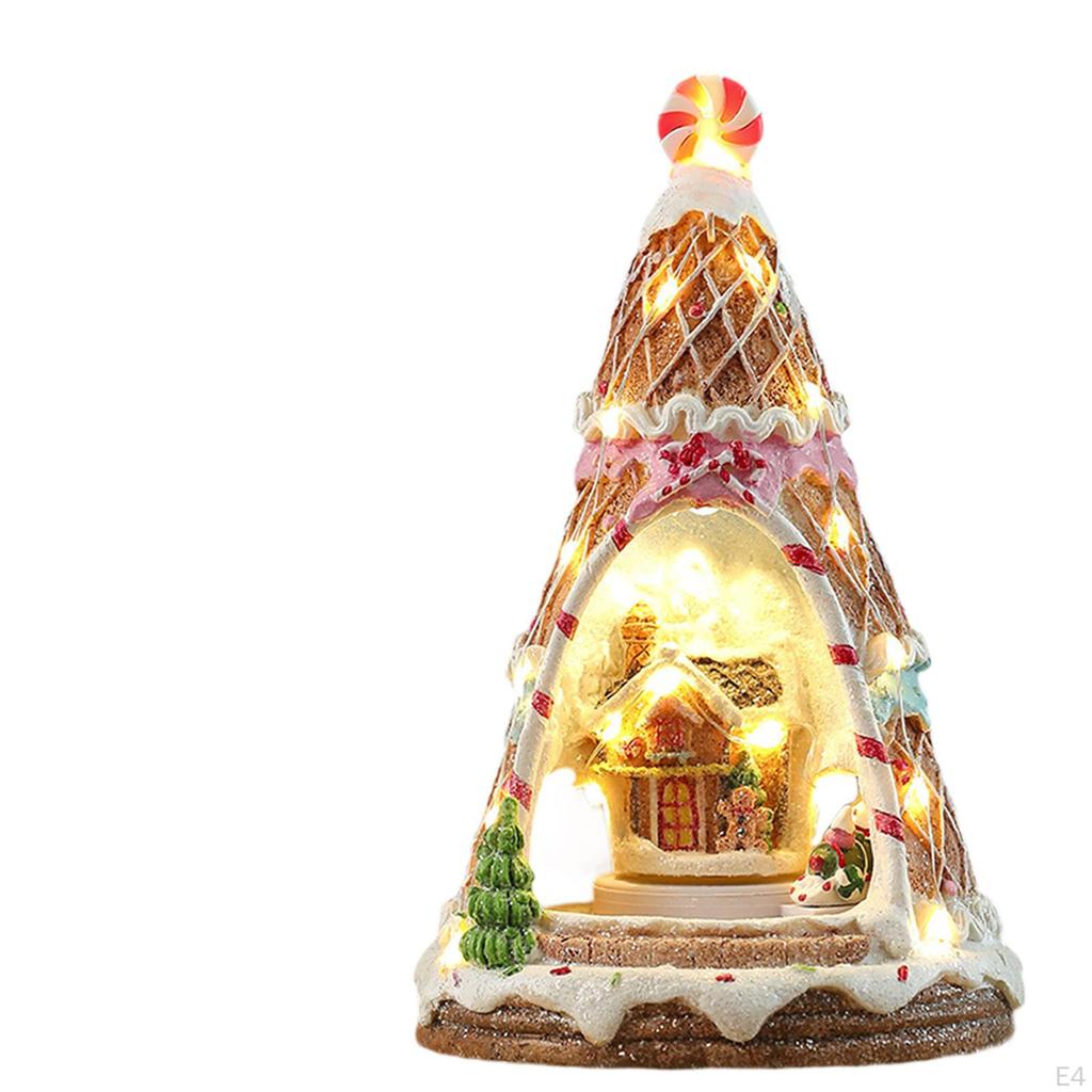 Christmas Music Box House Decor Photo Props Sculpture with Light for Bedroom