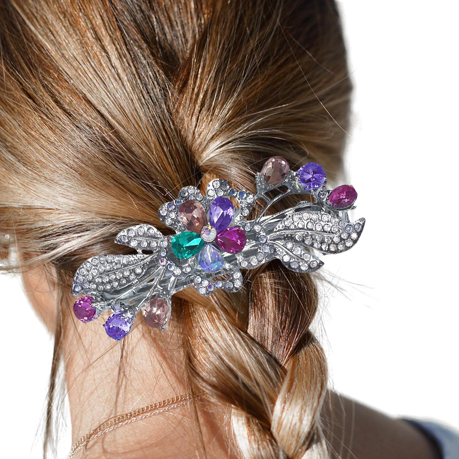 

Diamond Hair Clips for Women Purple Crystal Floral Hair Accessories for Bridal Occasions and Special Events разноцветный