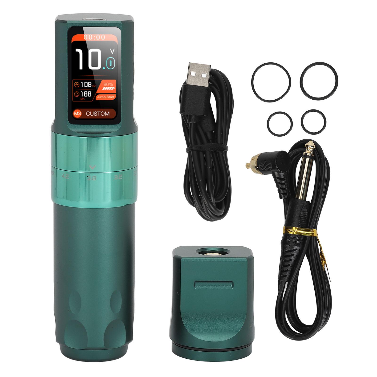 

Беспроводная роторная машина для татуировки, ручка, емкость 2000 мАч, ЖК-дисплей, батарея для татуировки, ручка с Green