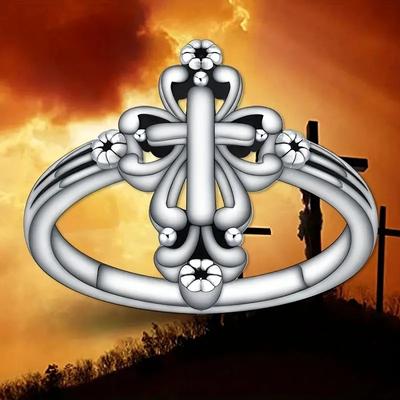 Anelli da dito a croce religiosa Huitan da donna per Gesù Cristo colore antico semplice elegante anelli femminili gioielli regali per amici