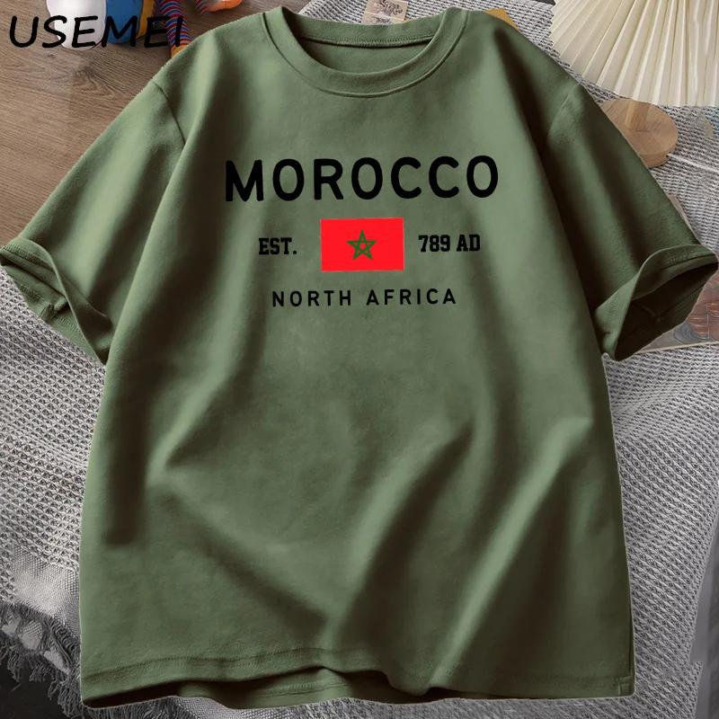 Morocco North Afric T-shirt Men Moroccan Flag T Shirt Oversized Graphic Tees Cotton Short-sleeve Man Clothing Streetwear