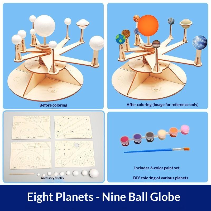 Wooden DIY Solar System Model Kit with Non-Toxic Paint Set Creative Craft Gift for Boys Girls Science Experiments