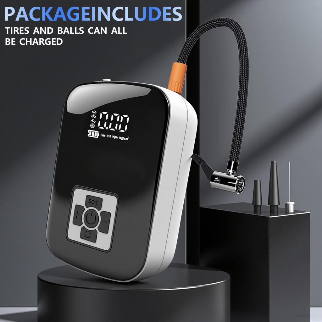 Portable Wireless Digital Air Pump for Car Motorcycle Bike Tire Inflator with Auto Stop Charging Smart Electric Pump White