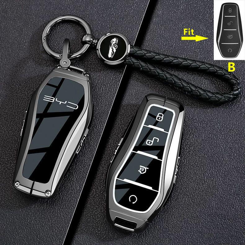For BYD Dolphin Tang EV600 Han EV Yuan ATTO 3 Song PLUS Pro DMI Qin Zinc Alloy Car Key Case Remote Cover Keychain Accessories