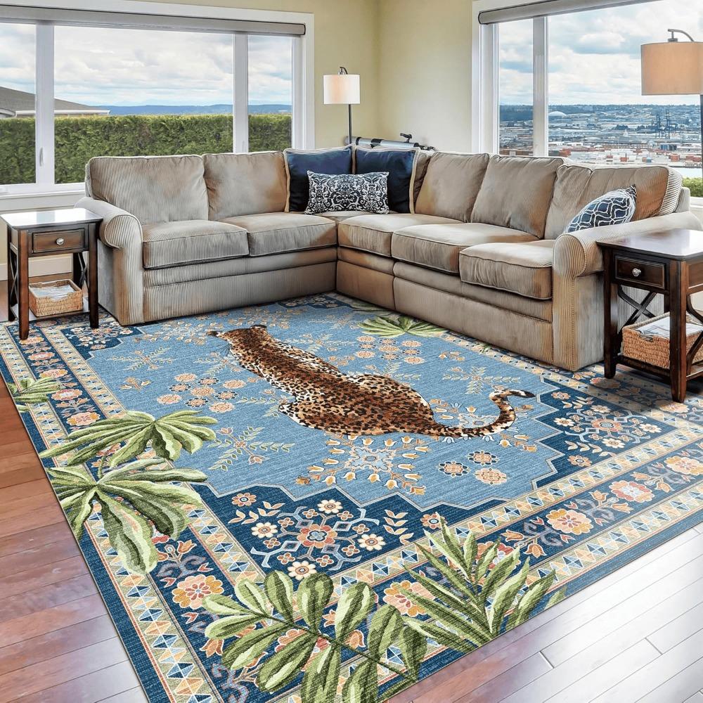 Symmetric Vintage Jungle Leopard  Multicolor Carpet Soft Non-slip Mat Rug for Living Room Home Decor Bedroom Rug Coffee Table