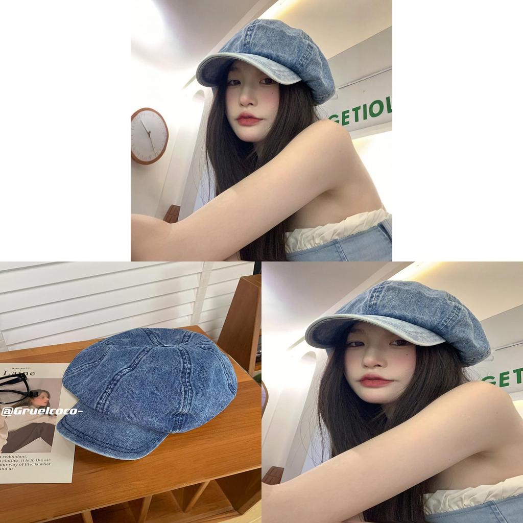 Classic Denim Beret Hat For Women With Wide Brim And Adjustable Fit For Spring And Fall