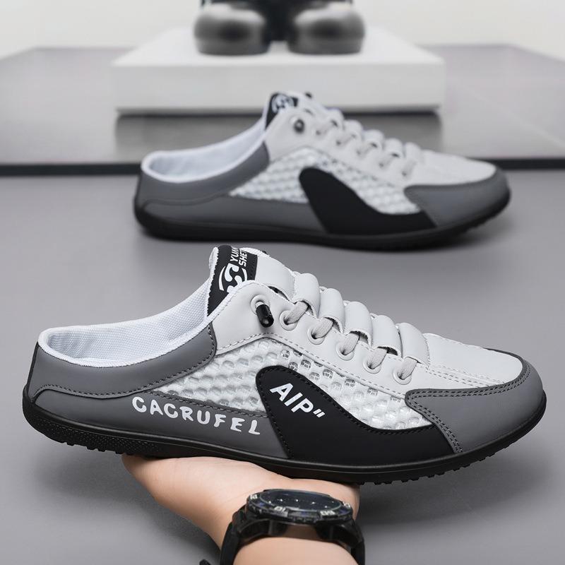 Herrenschuhe Sommer BaoTou Halbschuhe Mesh Atmungsaktiv Freizeitschuhe Komfort Fahr-Ballerinas Weiche Sohle Stützende Halbschuhe für Herren