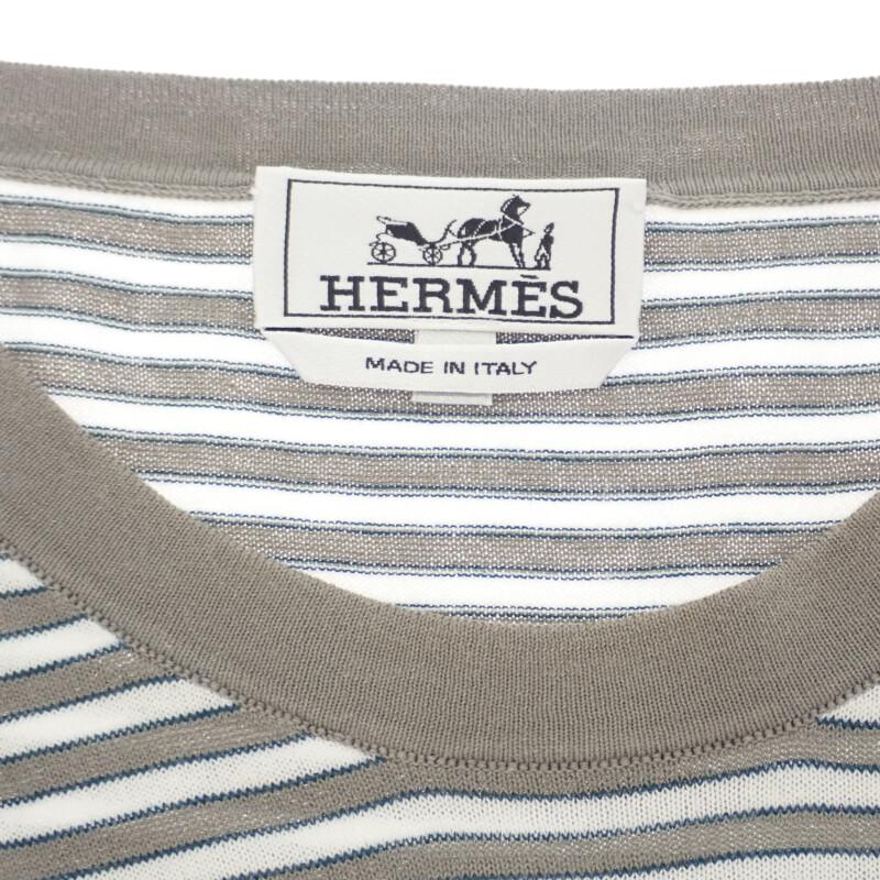 HERMES  L  Short sleeve T-shirt gray/white cotton mens