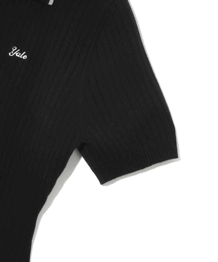 Yale Slit Neck Half Sleeve Knit Dress_Black
