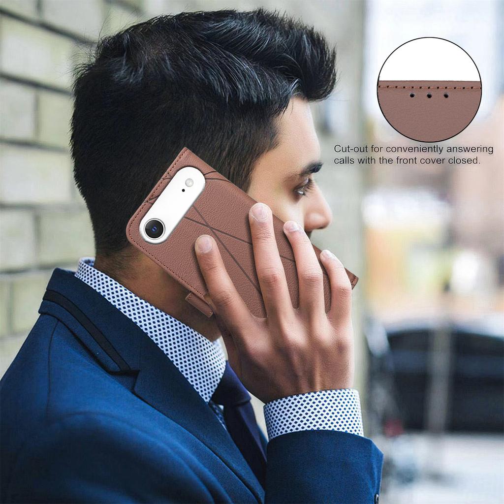 For iPhone Air Case BINFEN COLOR BF35 Geometry Imprinted Leather Phone Cover RFID Blocking Wallet Stand