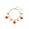 Stainless Steel Bracelet with 18K Gold-Plated Fruit Pendants and European Pastoral Charm