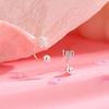 Screw-in Mini Daisy Stud Earrings, Simple Silver Peach Blossom Design for Women