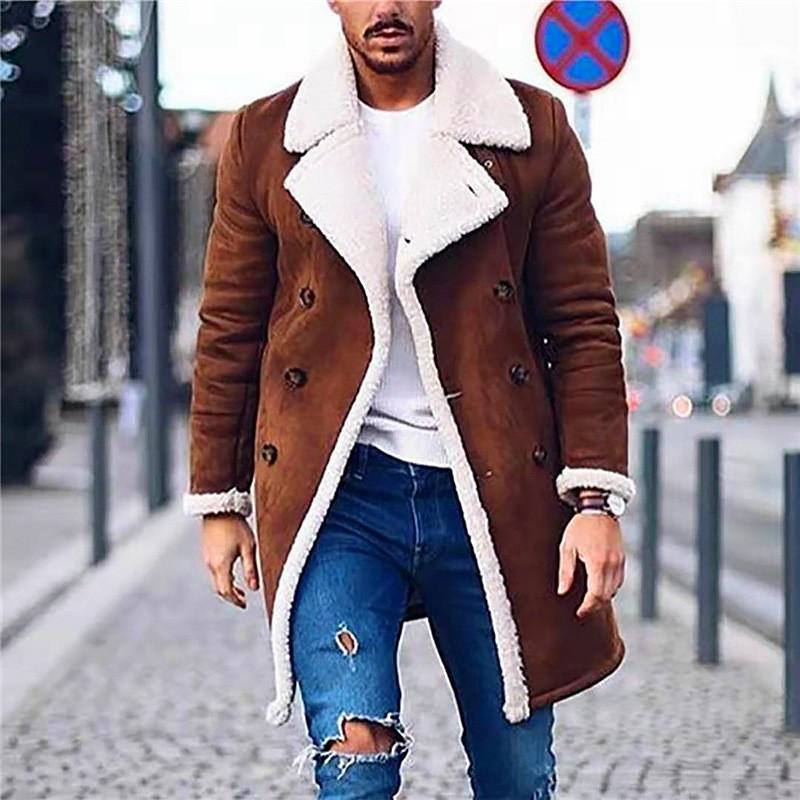 Mens Mid-Length Jacket Casual Business Style Collared Single-Breasted Long Sleeve Young Adults Sizes M-3XL