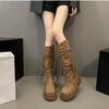 Fashion Versatile Comfortable Casual Boots Children 2025 New Spring and Autumn Thick-soled High Boots Stacked Boots Women
