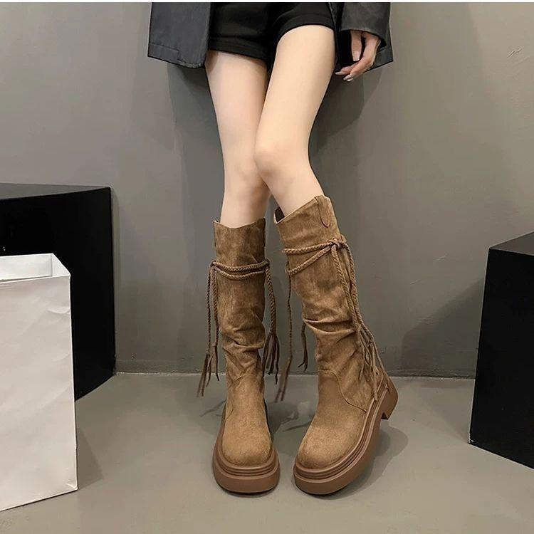 Skinny Tall Boots But Knee Piled Boots Fashionable Versatile Comfortable Casual Women Boots 2025 New