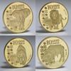 African Zambian commemorative coin, inlaid with leopard gold coins, wildlife elephant commemorative coins, foreign currency, coins