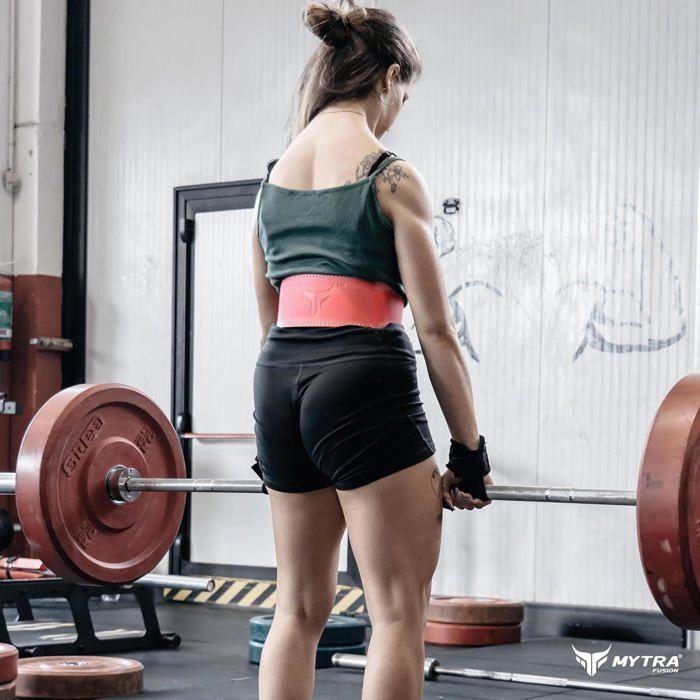 Ceinture musculation femme - Mytra Fusion - ceinture musculation Cuir - fitness, Haltérophilie, Deadlift, Powerlifting - Rose - S
