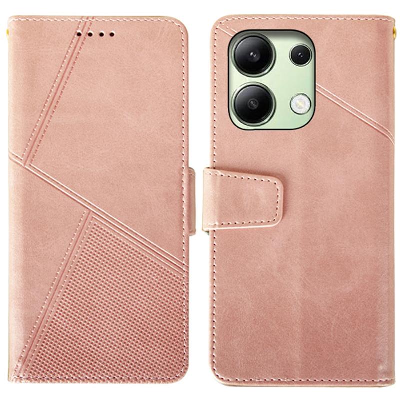 

IDEWEI Чехол для Xiaomi Redmi Note 13 4G из кожи с текстурой теленка с подставкой для телефона Pink