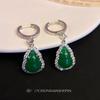 Green gourd new Chinese earrings Yang Mi Guofeng stud earrings niche unique light luxury high sense without ear piercings women