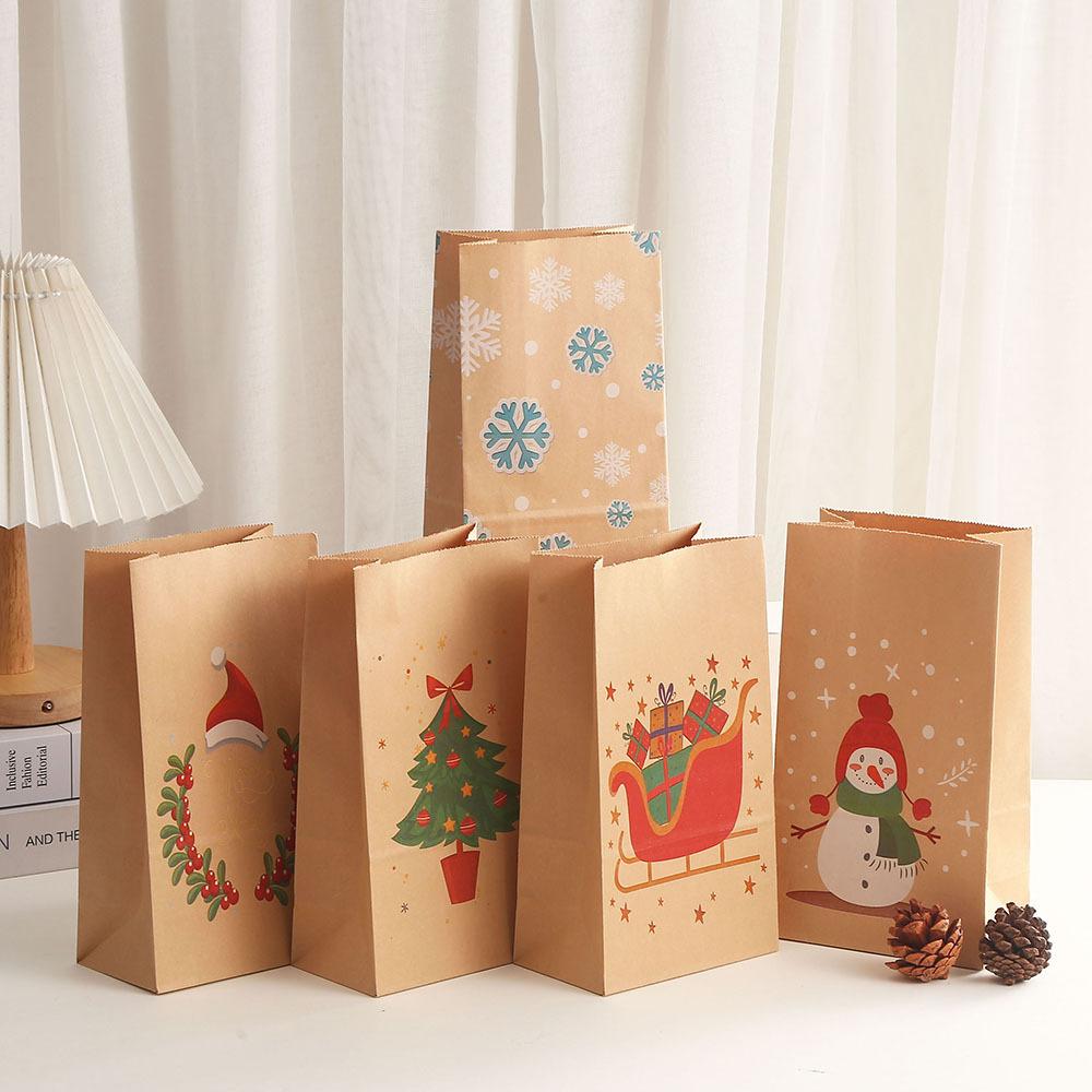 24*13*8cm Christmas Kraft Paper Bag Natural Kraft Gift Bag Christmas Eve Gift Packaging Bag Gift Bag
