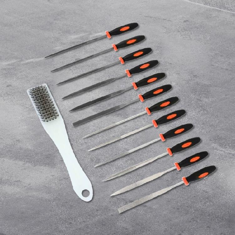 13Piece Sturdy Steel File Collection with Cleaning Brush Functional Shaping Tool for Professional and DIY Use