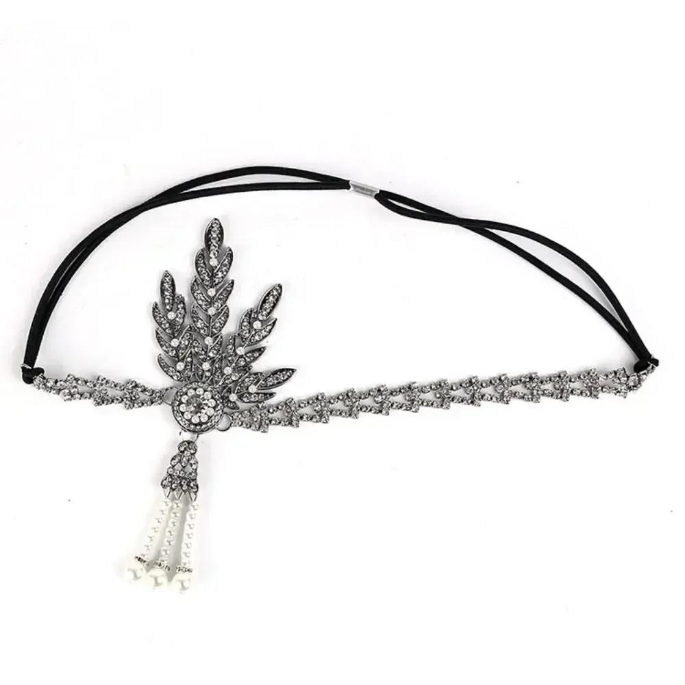 1920s Headband Vintage Bridal Great Gatsby Flapper Party Headpiece Accessories Headband Costume Props beaded headband Chain