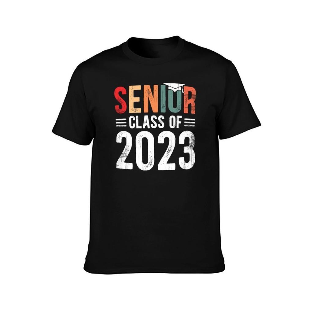 Senior Class of 2023 Graduation Vintage Retro TShirt Classic Print Short Sleeve Shirt