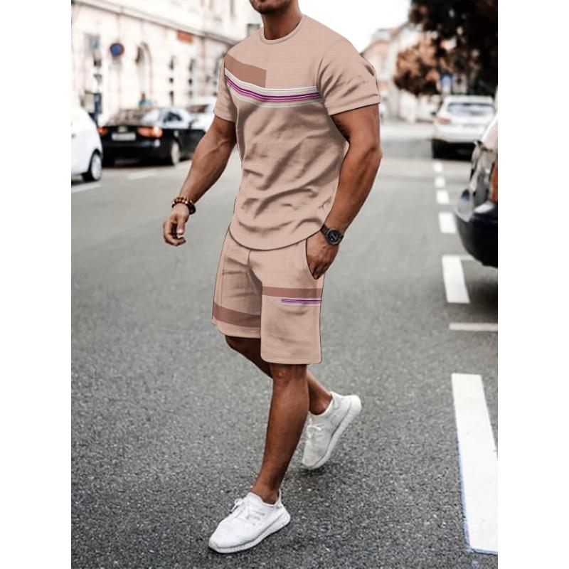 Leisure Sports Set Breathable Outdoor Leisure Men's T-shirt Shorts Set Summer 3D Printing Set Male Adult